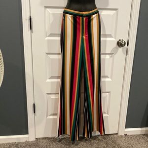 Jealous Tomato size M striped multicolored vintage style 70s flare leg pants